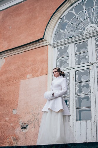 Elegant wedding coat |white peplum bridal coat | winter wedding coat