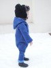 Felt blue autumn overall with hood for baby - wool overall - baby jumpsuit - toddler romper - wool romper