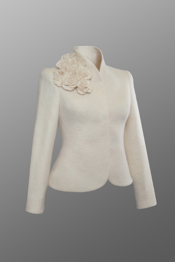 Warm elegant felt bridal jacket | warm wedding jacket|bridal cover up |wedding warm up
