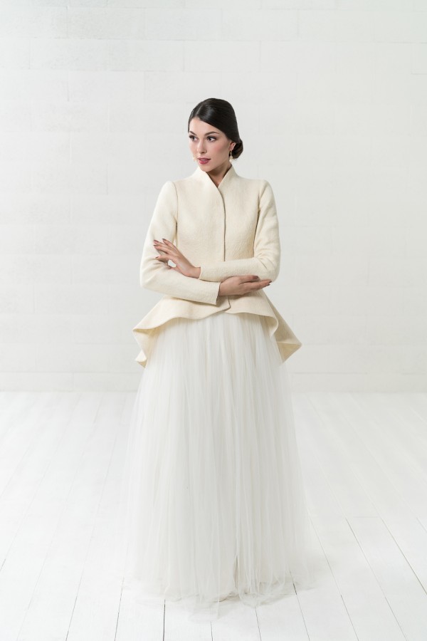 Elegant wedding coat with peplum |white peplum bridal coat | winter wedding coat | asymmetric coat