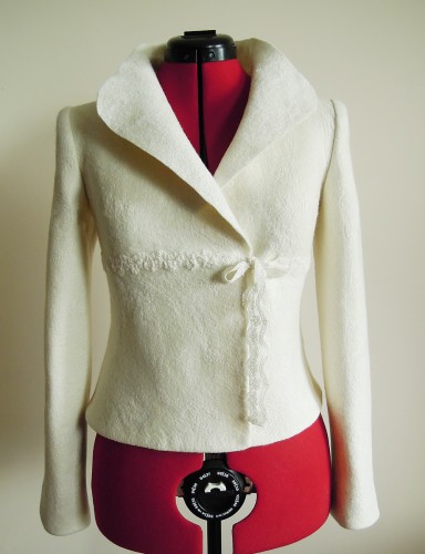 White felted bridal jacket for spring and summer