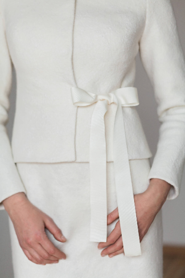 White wedding jacket with bow